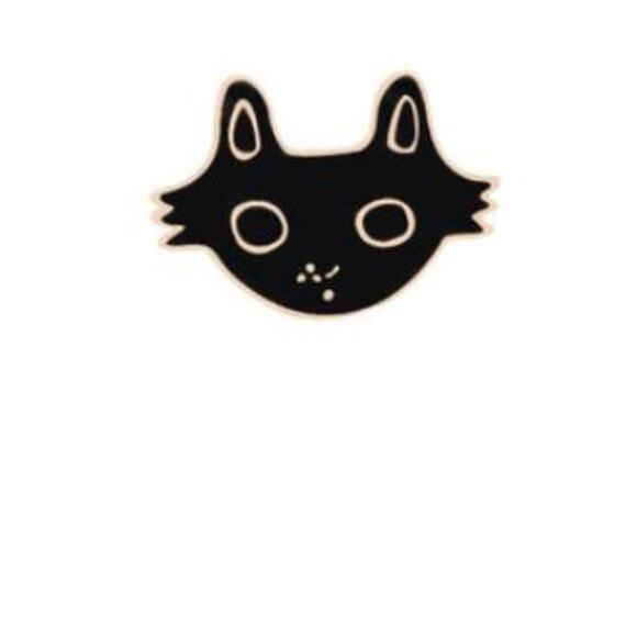 Black Cat Face Pin Brooch - Picture 1 of 2